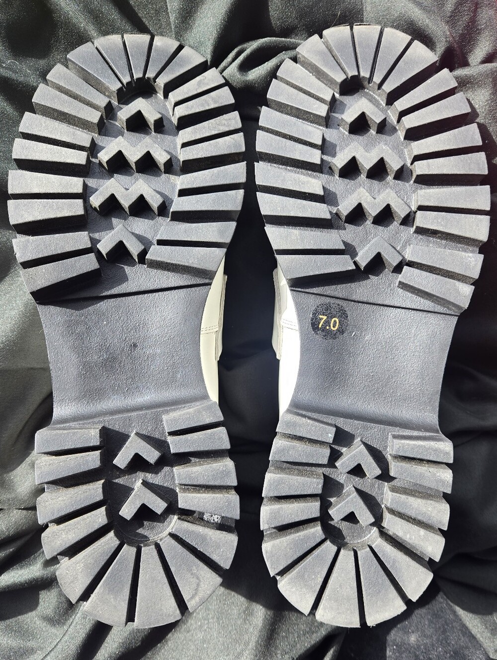 Steve Madden White Leather Chunky Lug Loafers with Gold Bit - Picture 3 of 5
